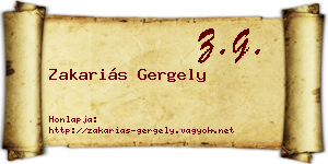 Zakariás Gergely névjegykártya